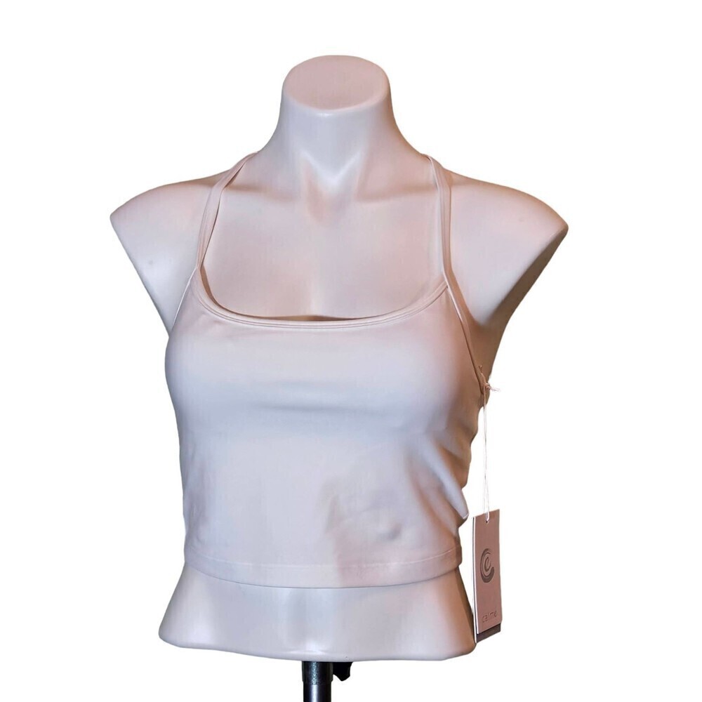 Calme Womens Cross Back Cami Tank Top White Size Small NWT